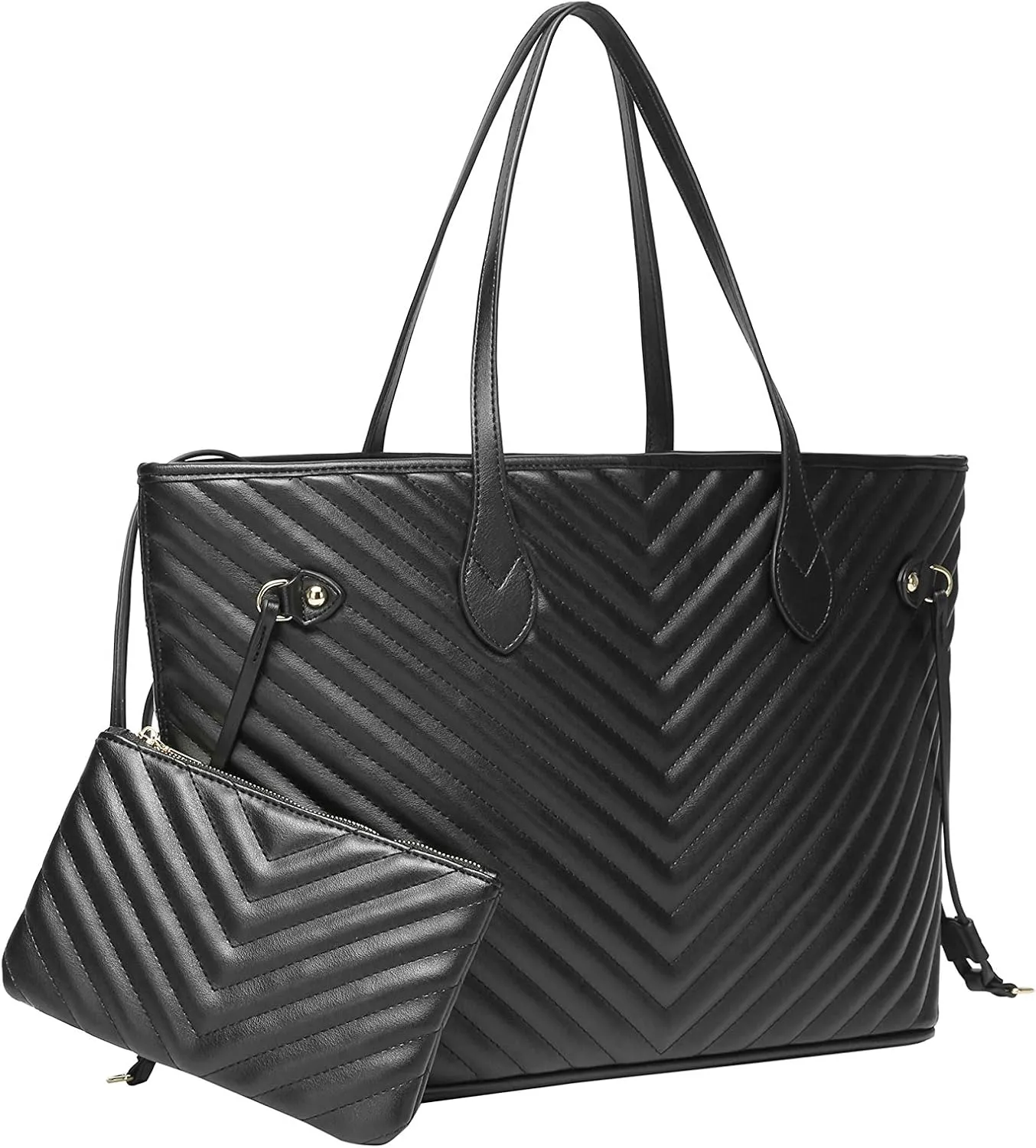 Daisy Rose Tote Shoulder Travel Bag & Matching Clutch PU Vegan Leather