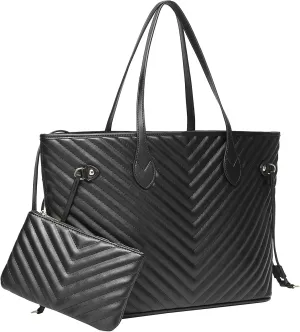 Daisy Rose Tote Shoulder Travel Bag & Matching Clutch PU Vegan Leather