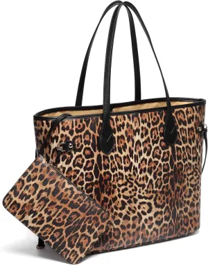 Daisy Rose Tote Shoulder Travel Bag & Matching Clutch PU Vegan Leather