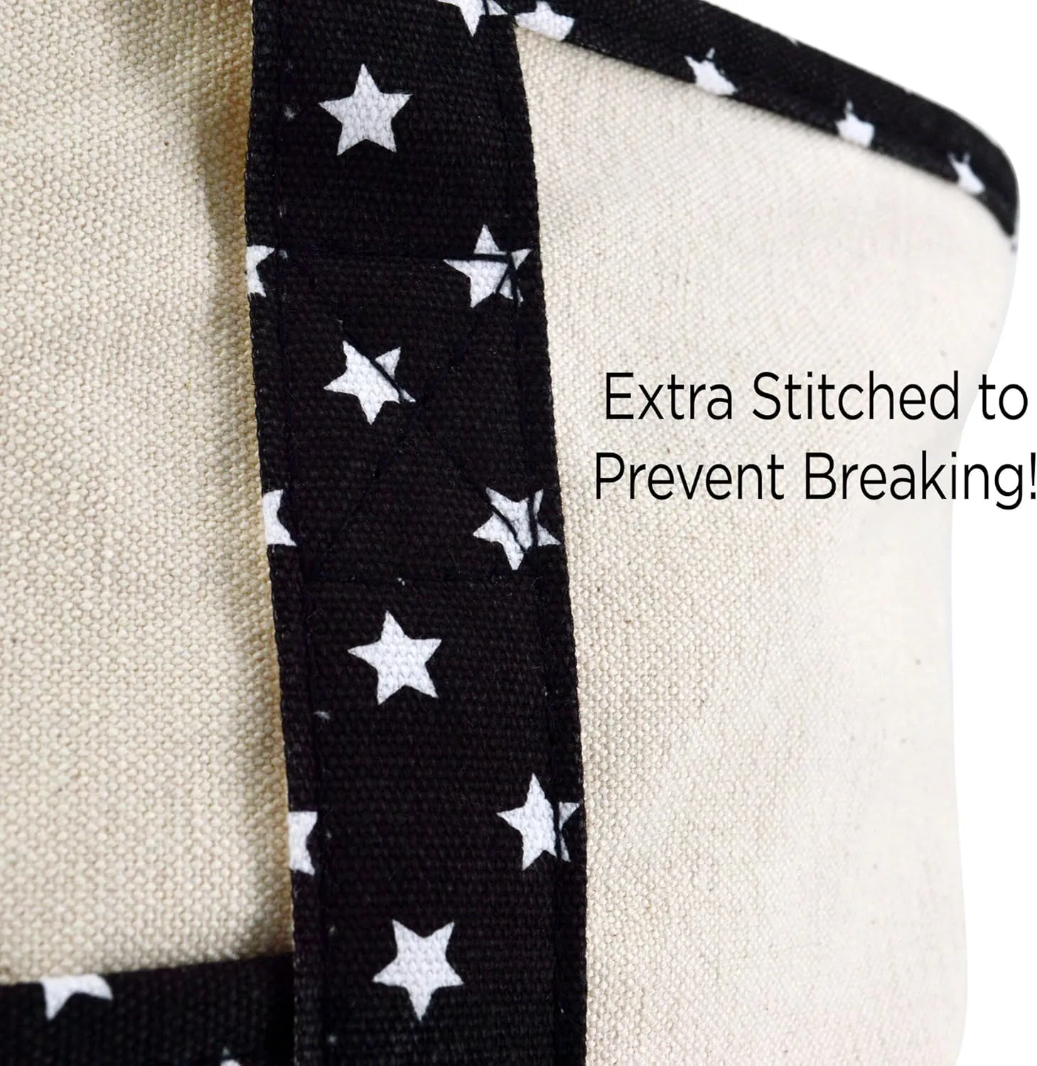 DALIX 22" Shopping Tote Bag in Heavy Cotton Canvas (Zippered Top) Black Star
