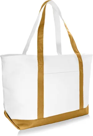DALIX Daily Shoulder Tote Bag Premium Cotton in Brown