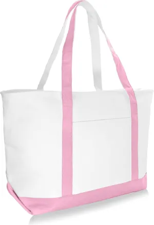 DALIX Daily Shoulder Tote Bag Premium Cotton in Pink