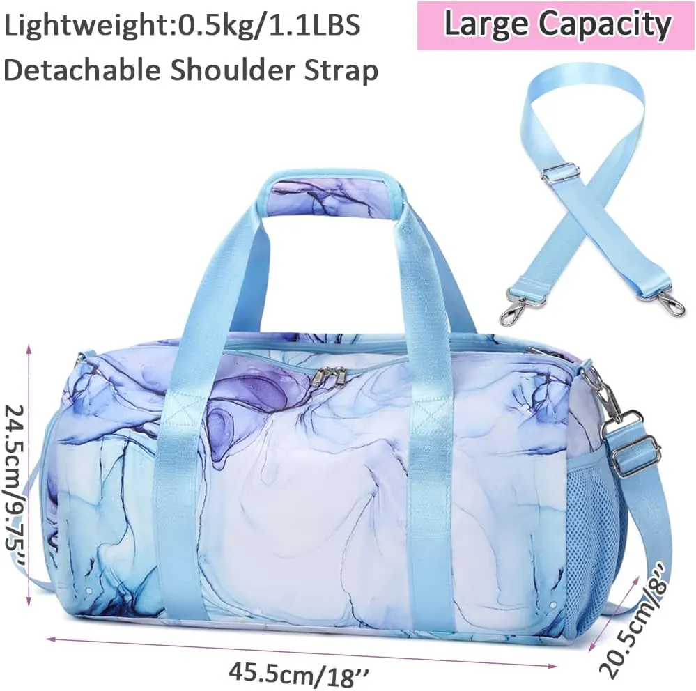 Dance Bag for Girls Sports Duffle Bags Weekender Overnight Sleepover Bag for Girls Water Resistant Gym Bag with Shoes Compartment Wet Pocket