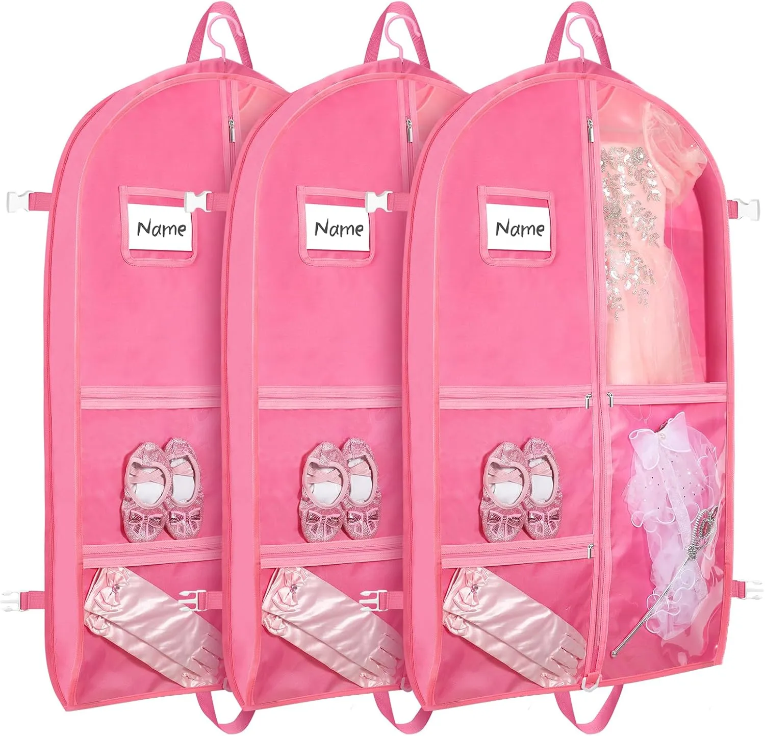 Dance costume bag, foldable and portable dance costume dancer costume bag, stronger zippered dance costume bag (Pink)