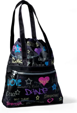 Danshuz Womens Girls Purple Front Zipper Dance Attitude Tote Bag