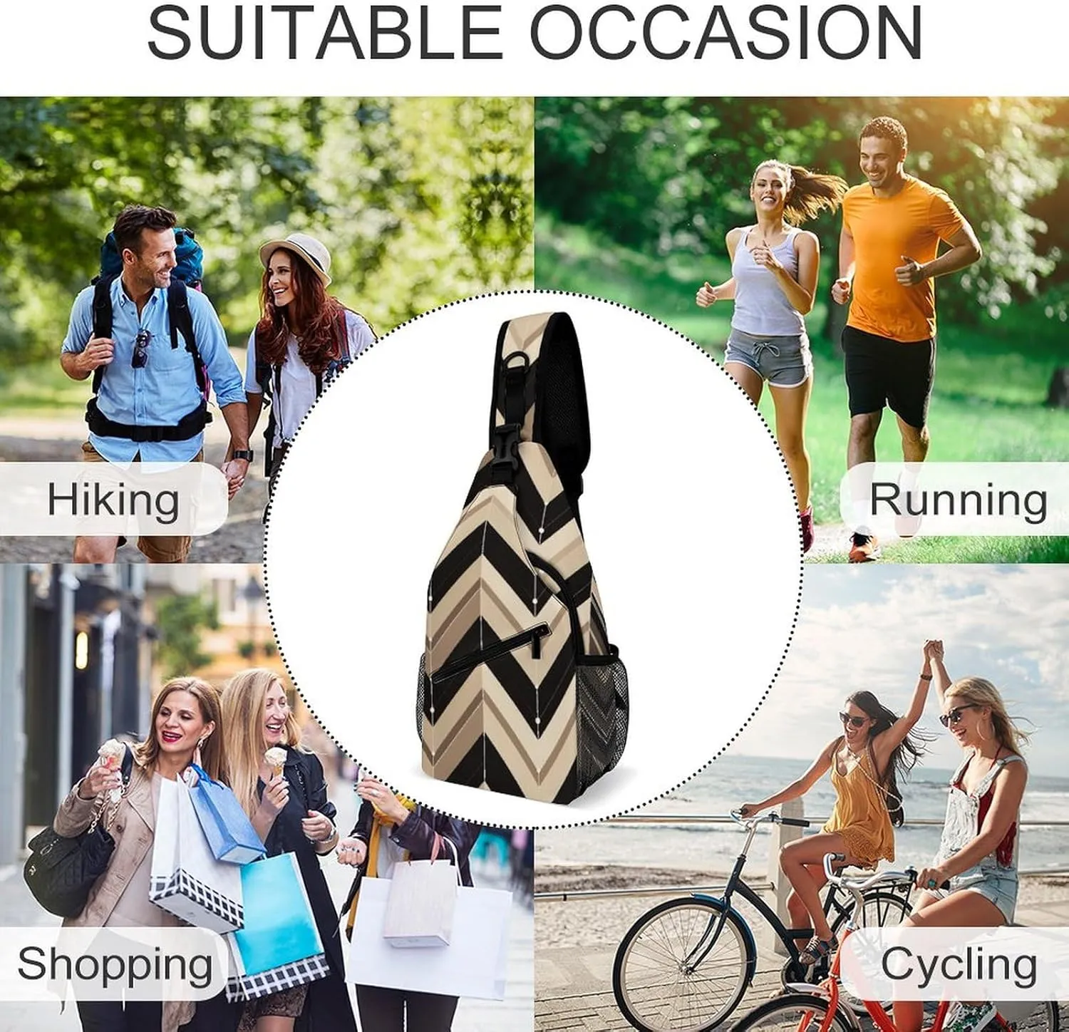 Dark And Light Colors Crossbody Bag, Sling Bag, Sling Backpack, Belt Bags for Travel Outdoors Hiking