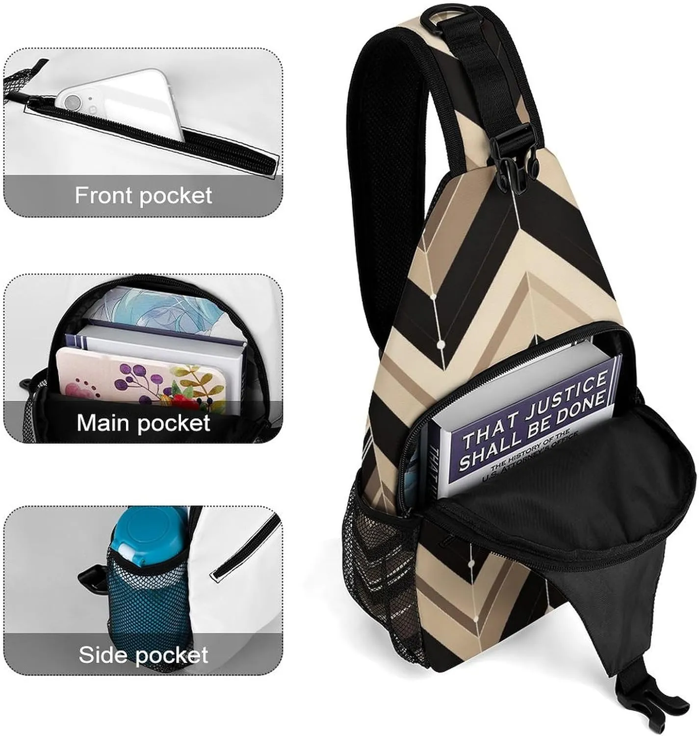 Dark And Light Colors Crossbody Bag, Sling Bag, Sling Backpack, Belt Bags for Travel Outdoors Hiking