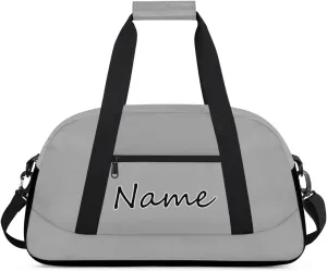 Dark Gray Custom Gym Bag for Women Men, Personalized Duffel Bag with Name, Small Sports Gym Bag Travel Duffle Bag Weekender Carry On Overnight Bags