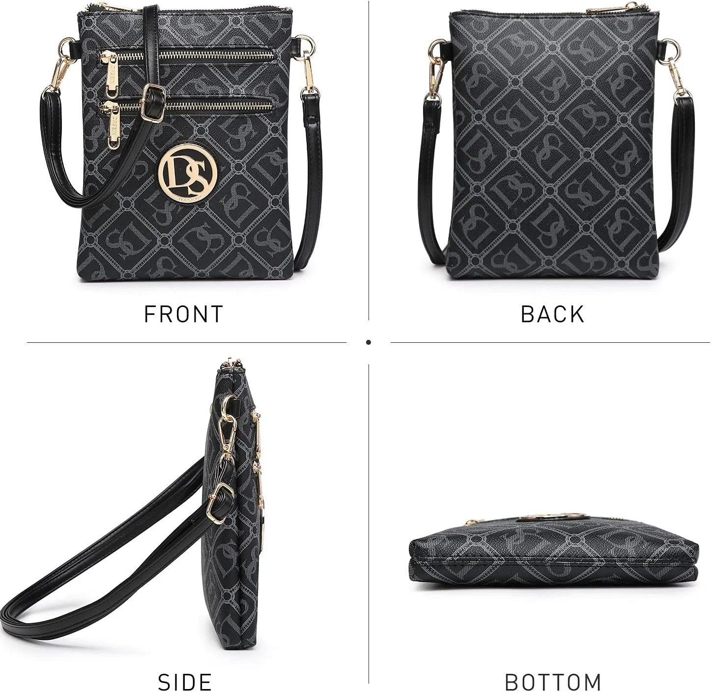Dasein Women Small Crossbody Bag Lightweight Shoulder Purses Multi Zipper Pockets Phone Purse Handbag