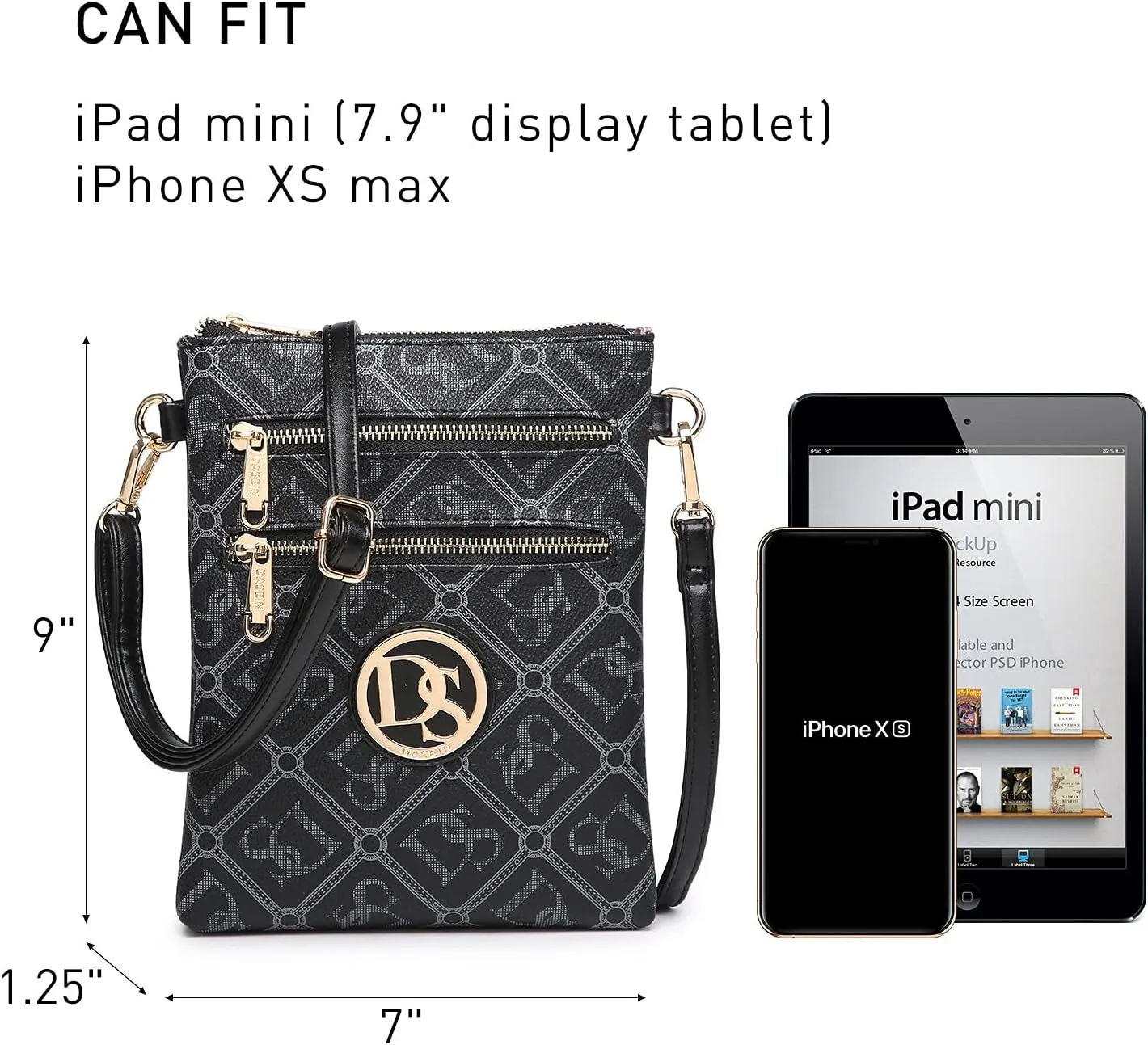 Dasein Women Small Crossbody Bag Lightweight Shoulder Purses Multi Zipper Pockets Phone Purse Handbag