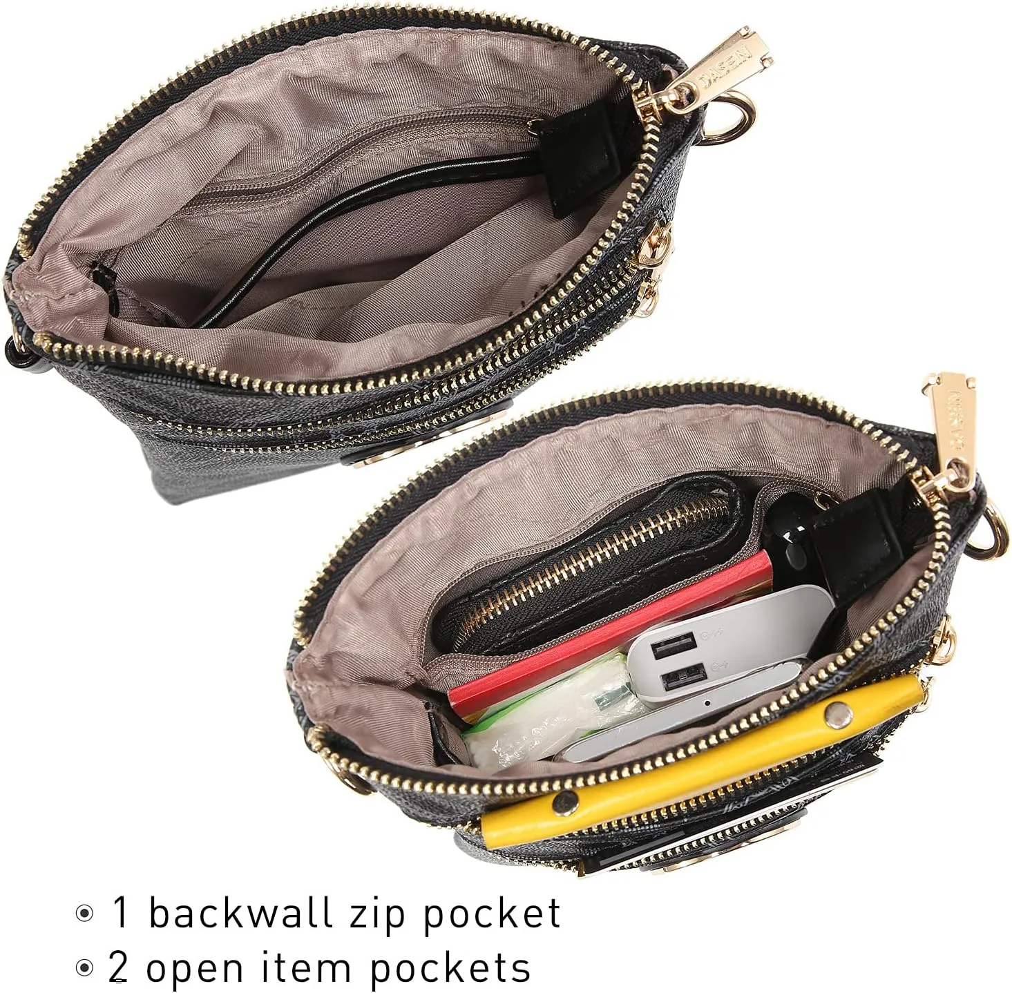 Dasein Women Small Crossbody Bag Lightweight Shoulder Purses Multi Zipper Pockets Phone Purse Handbag