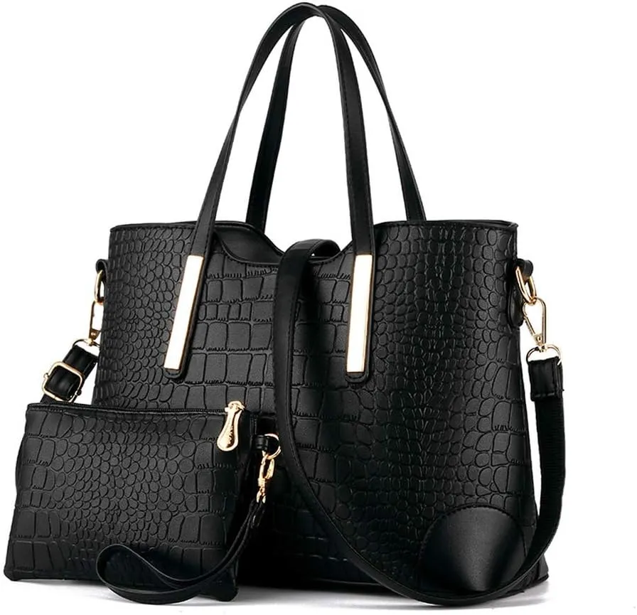 Dayfine Women's Mix Color Crocodile Pattern PU Leather OL Crossbody Shoulder Bag Handbag