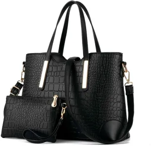 Dayfine Women's Mix Color Crocodile Pattern PU Leather OL Crossbody Shoulder Bag Handbag