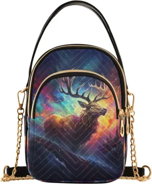 Deer Battle Crossbody Handbags for Women Casual Leather Shoulder Phone Purse