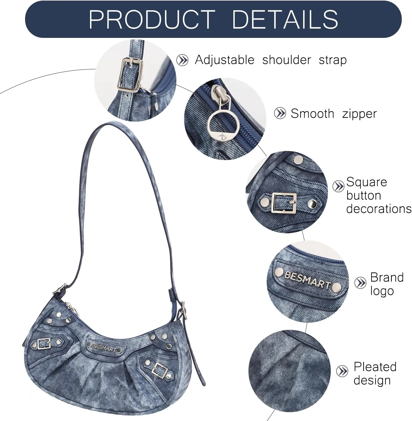 Denim Crossbody Bag Quilted Shoulder Bags for Women