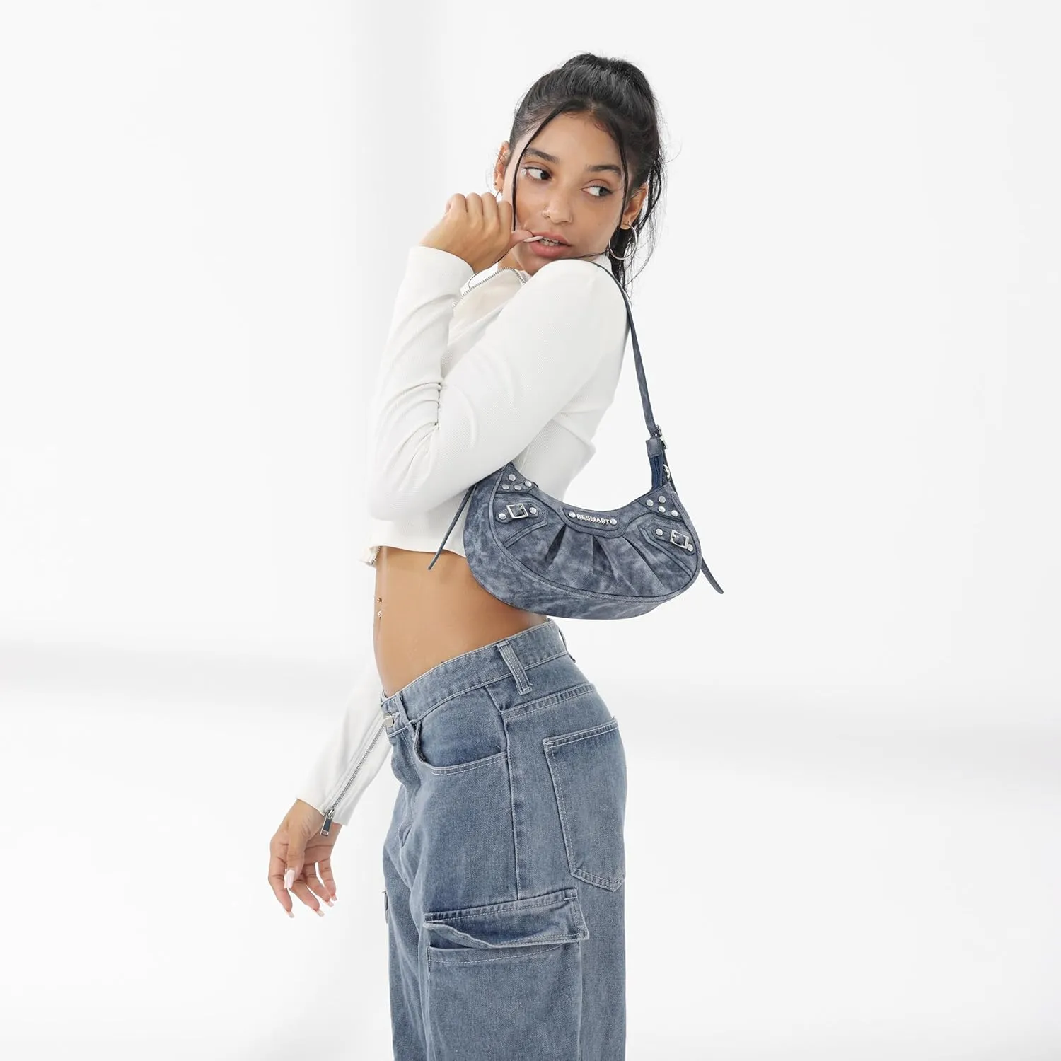 Denim Crossbody Bag Quilted Shoulder Bags for Women