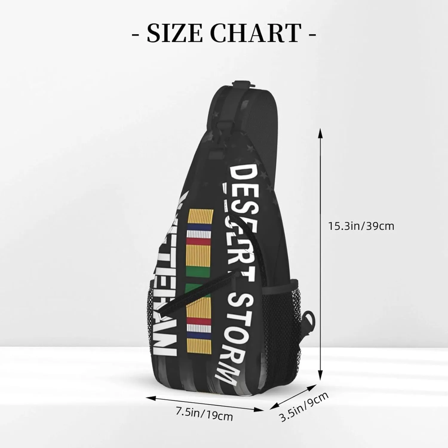 Desert Storm Veteran Pride Persian Gulf War Service Ribbon Small Crossbody Backpack Sling Bag For Men Women Mini One Shoulder Chest Bags Gym Sport Travel Hiking Daypack