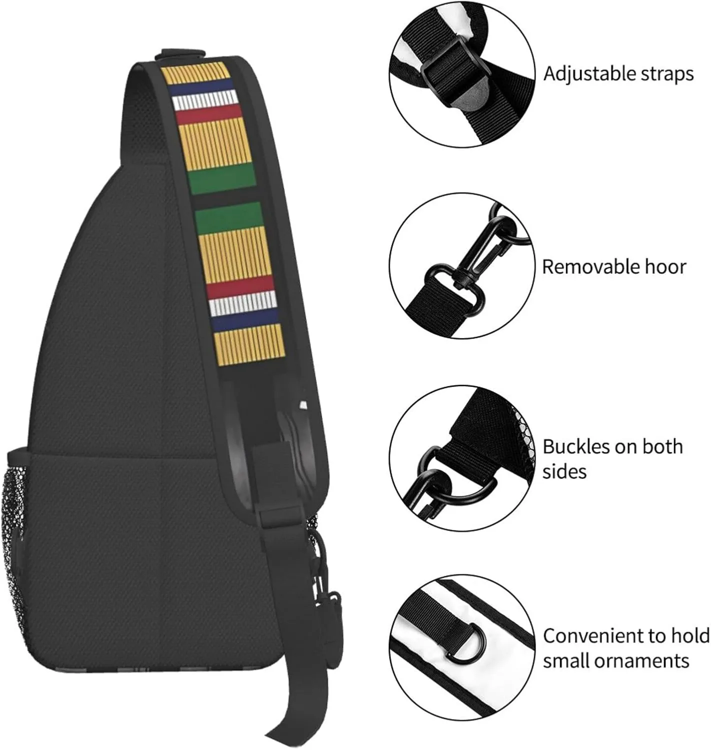 Desert Storm Veteran Pride Persian Gulf War Service Ribbon Small Crossbody Backpack Sling Bag For Men Women Mini One Shoulder Chest Bags Gym Sport Travel Hiking Daypack