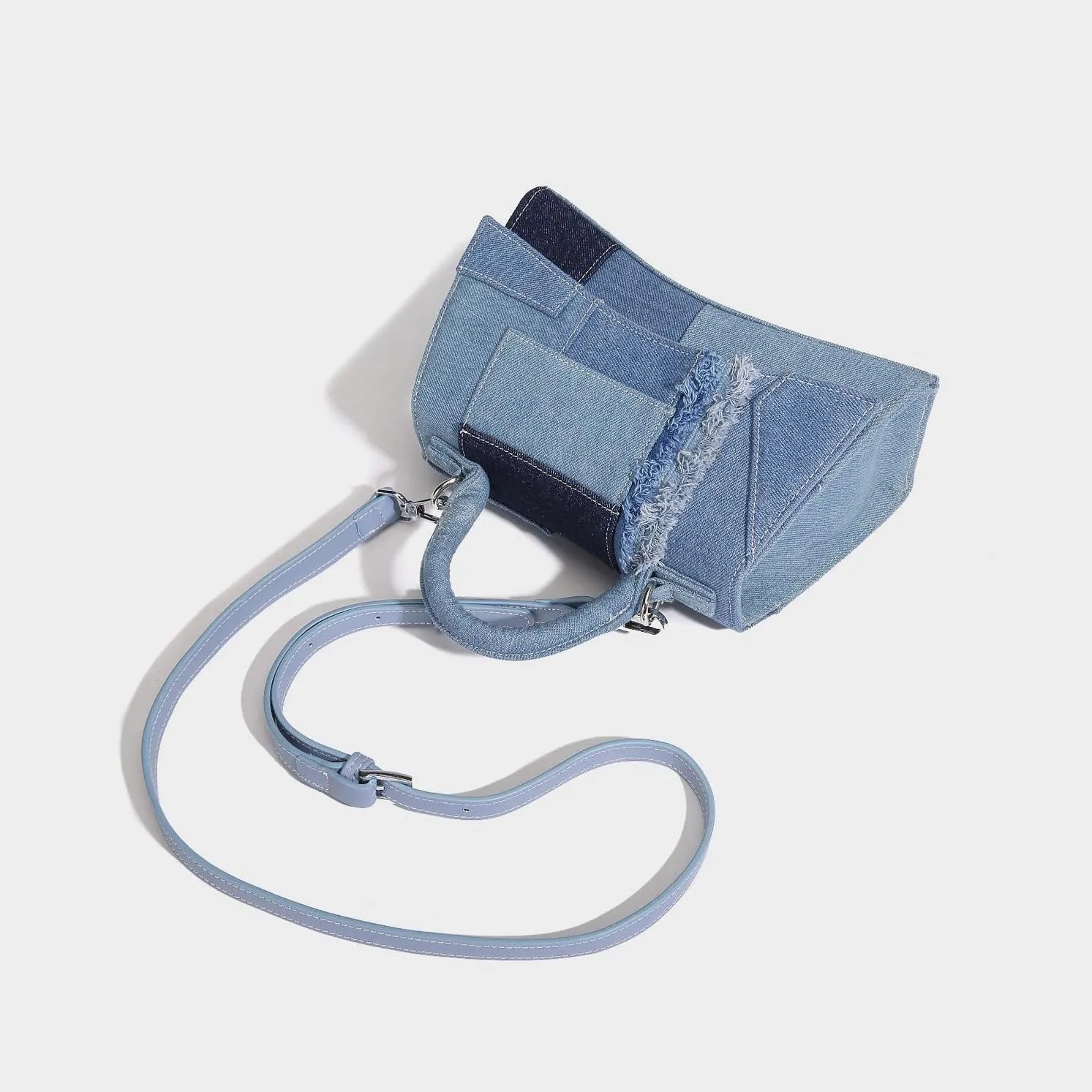 Designer Saddle Purse for Women Flap Patchwork Denim Shoulder Bag And Crossbody Bag New Top Handle Handbag