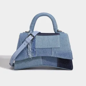 Designer Saddle Purse for Women Flap Patchwork Denim Shoulder Bag And Crossbody Bag New Top Handle Handbag