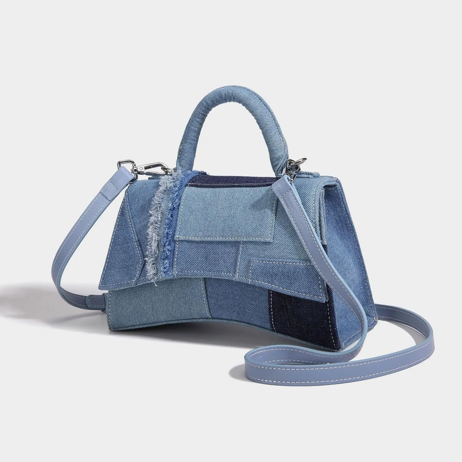 Designer Saddle Purse for Women Flap Patchwork Denim Shoulder Bag And Crossbody Bag New Top Handle Handbag