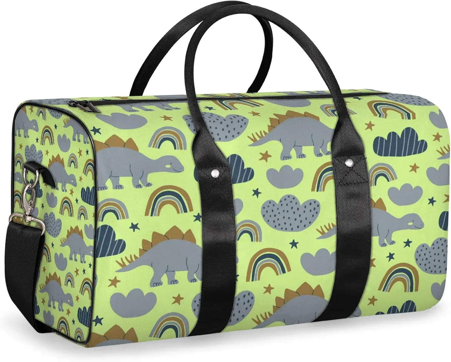 Dinosaur Rainbow Travel Duffle Bag, Weekender Bags for Women Men, Carry on Overnight Bag Waterproof Gym Bags, Hospital Bag for Labor and Delivery