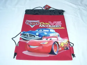 Disney Cars 10" X 14" Drawstring Backpack Heavy Duty Nylon Tote Bag Color (Blue, Red, or Black) (RED)
