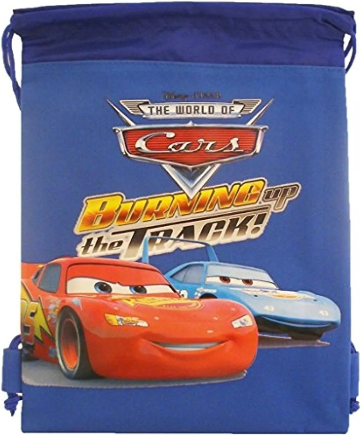 Disney Cars 10" X 14" Drawstring Backpack Heavy Duty Nylon Tote Bag Color (Blue, Red, or Black)