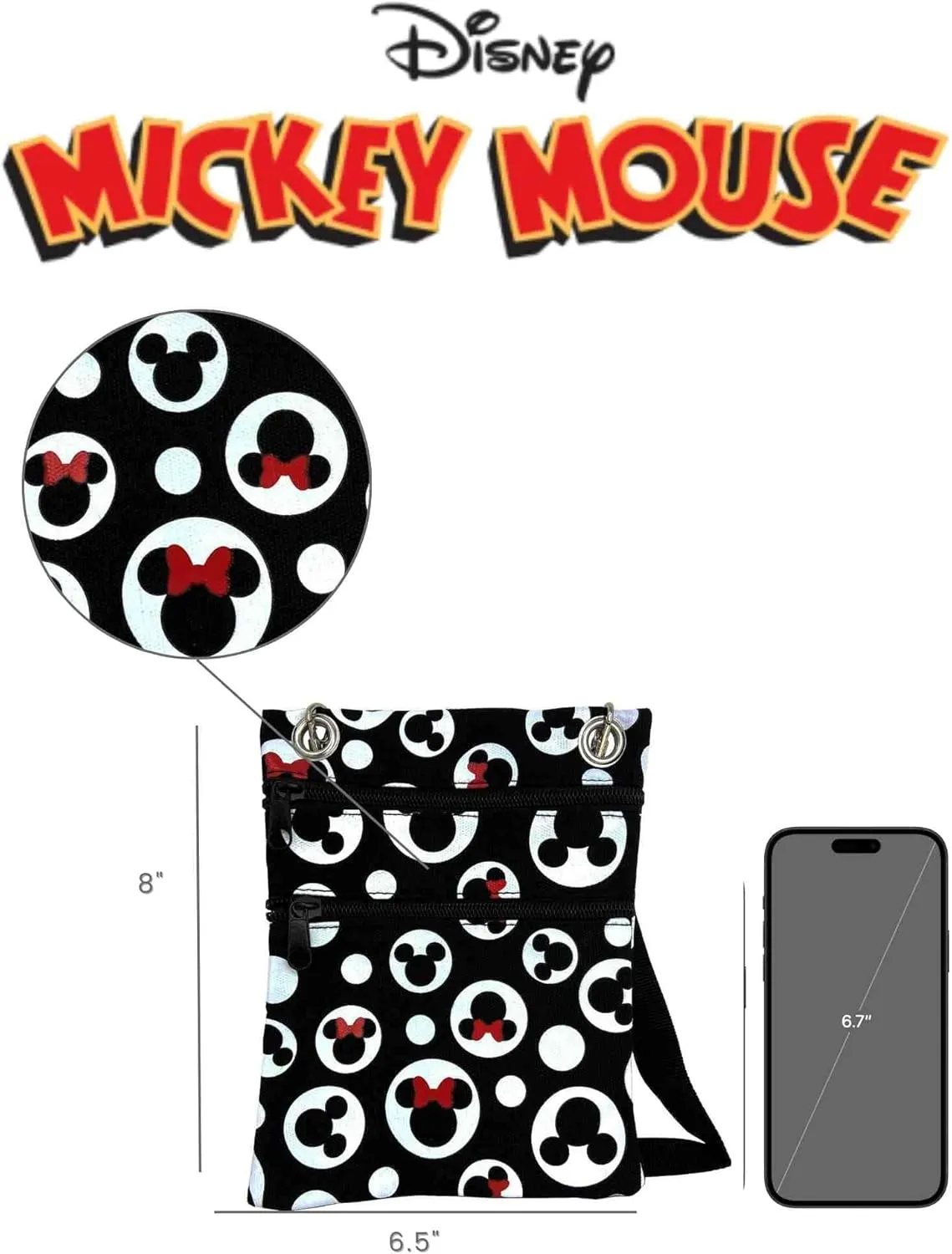 Disney Passport Bag Crossbody Travel Mickey Minnie Eeyore Stitch All Over Print