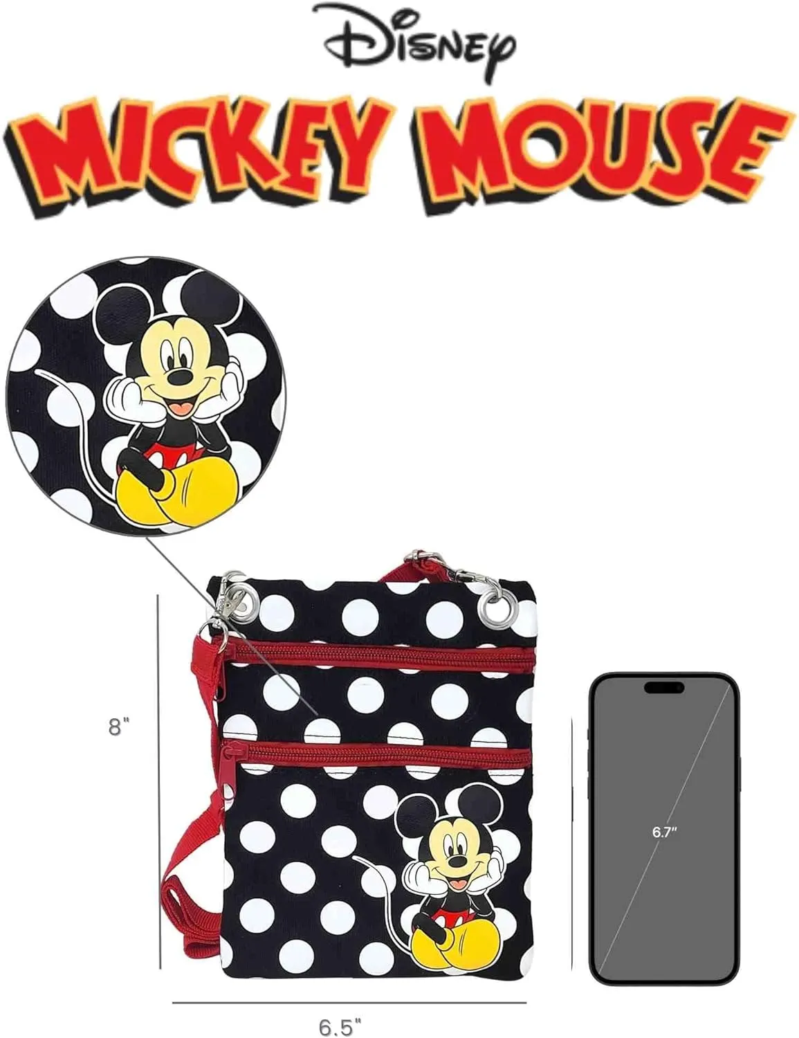 Disney Passport Bag Crossbody Travel Mickey Minnie Eeyore Stitch All Over Print