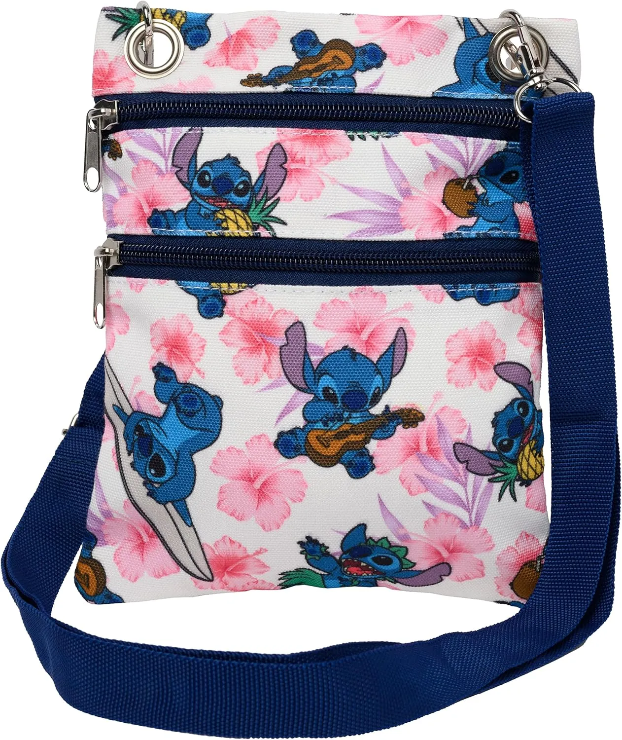 Disney Passport Bag Crossbody Travel Mickey Minnie Eeyore Stitch All Over Print