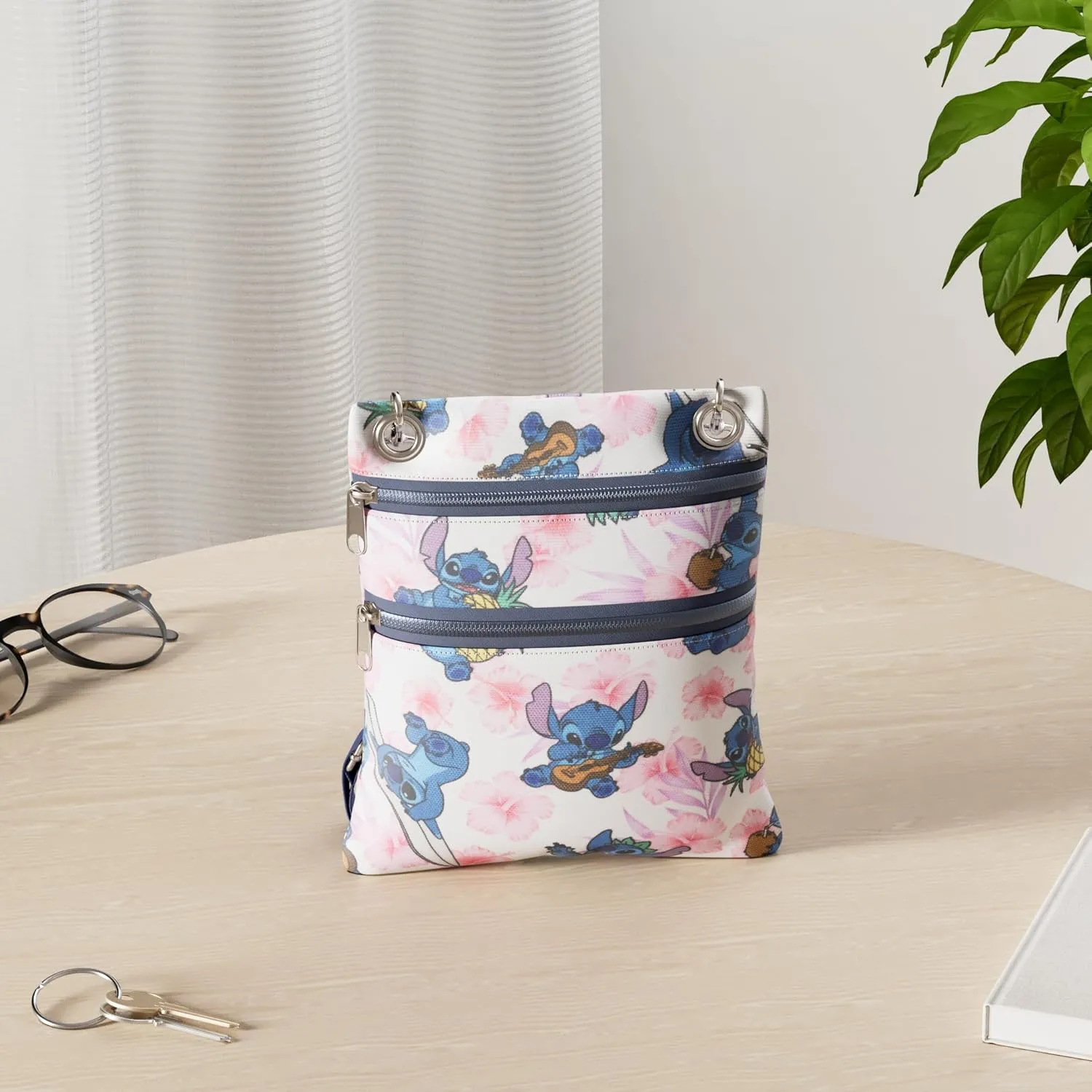 Disney Passport Bag Crossbody Travel Mickey Minnie Eeyore Stitch All Over Print