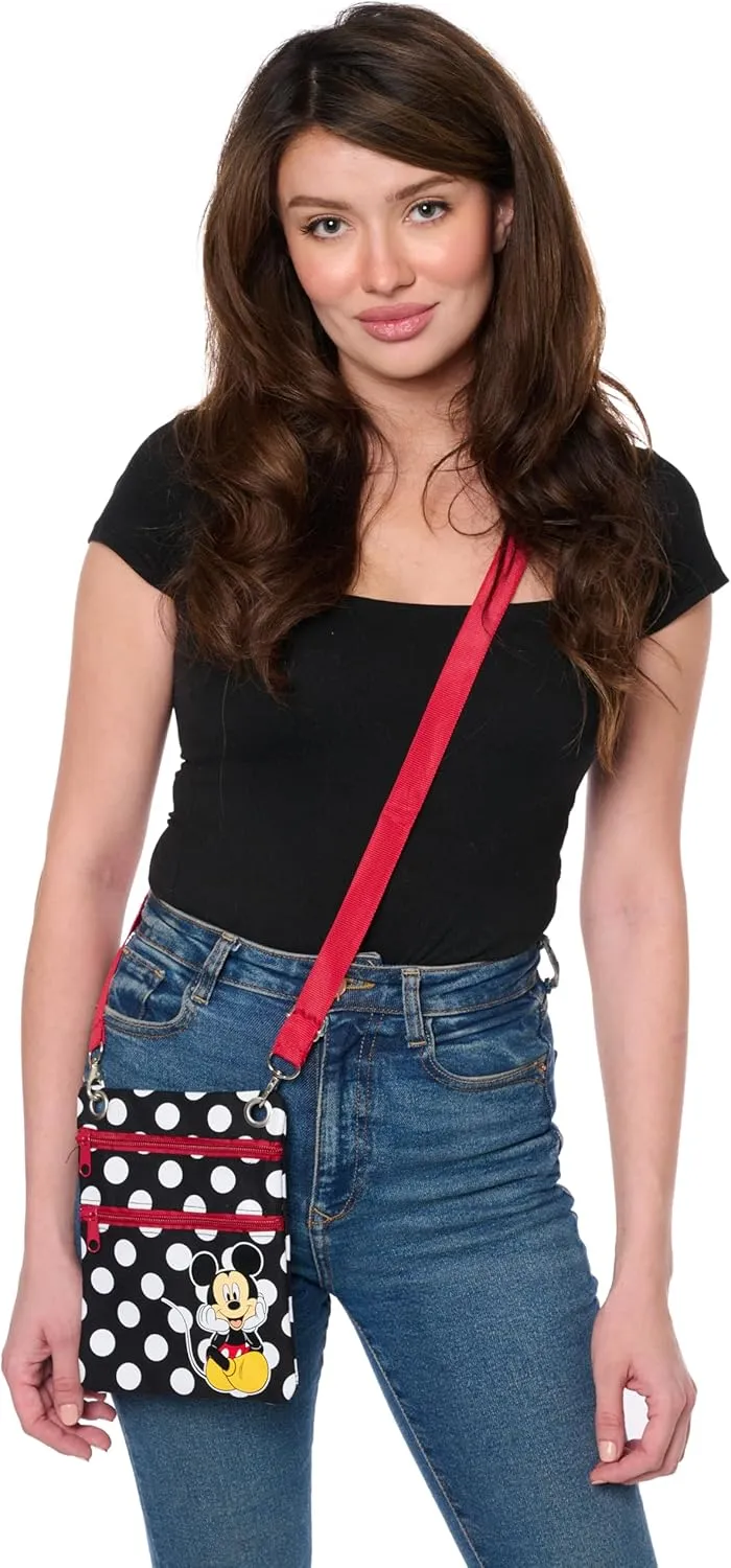 Disney Passport Bag Crossbody Travel Mickey Minnie Eeyore Stitch All Over Print