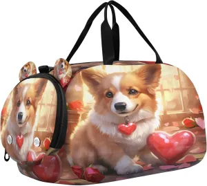 Dog Kids Overnight Sports Duffel Bags with Shoe Compartment & Wet Pocket Travel Sport Gym Bag for Girls Boys
