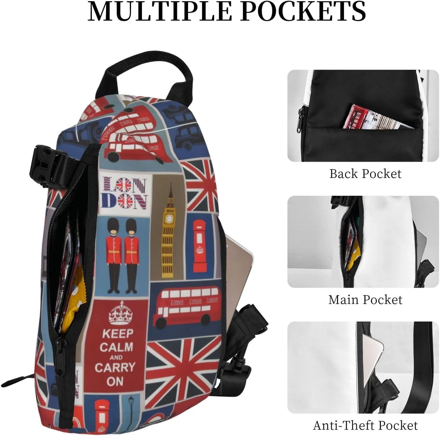 Dog Paw Pattern Print Lightweight Adjustable Crossbody Backpack Daypack For Men,Women Sling Bag