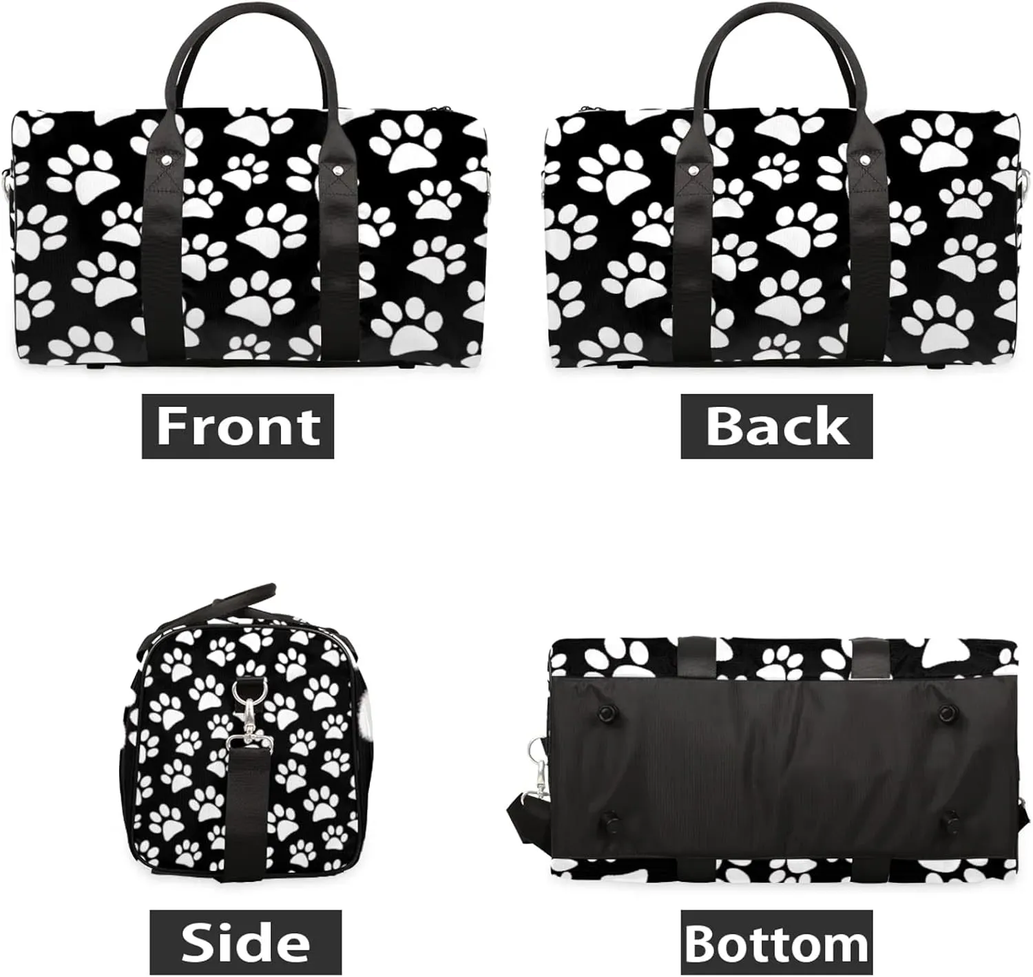Dog Paws Travel Duffle Bag, Weekender Bags for Women Men, Carry on Overnight Bag Waterproof Gym Bags, Hospital Bag for Labor and Delivery
