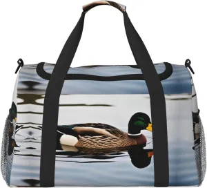 domestic duck print Carry on Luggage for Women Men Shoulder Weekender Crossbody Bag for Yoga Travel Must Haves