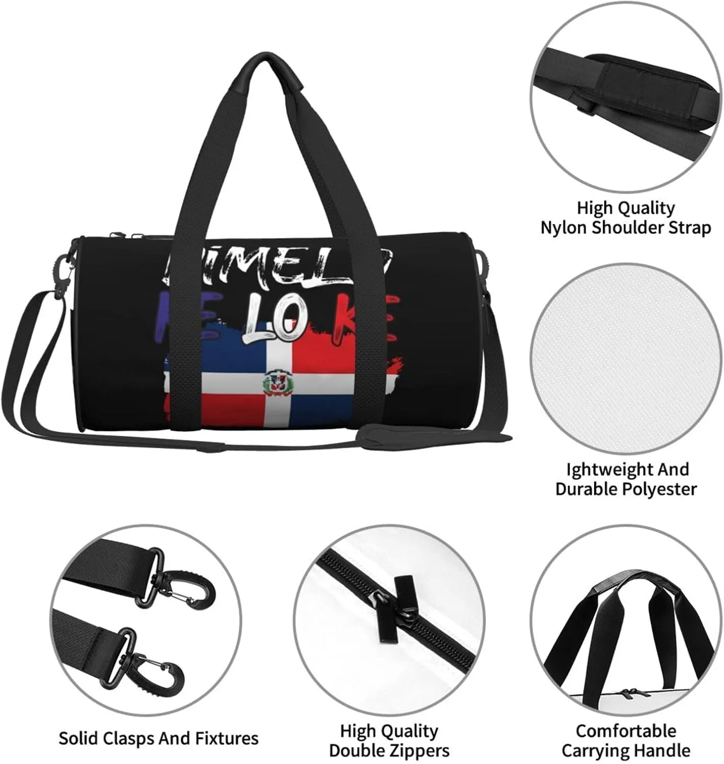 Dominican Republic Flag Round Travel Duffel Bag Large Capacity Gym Sports Bags for Hiking Vacation Trips
