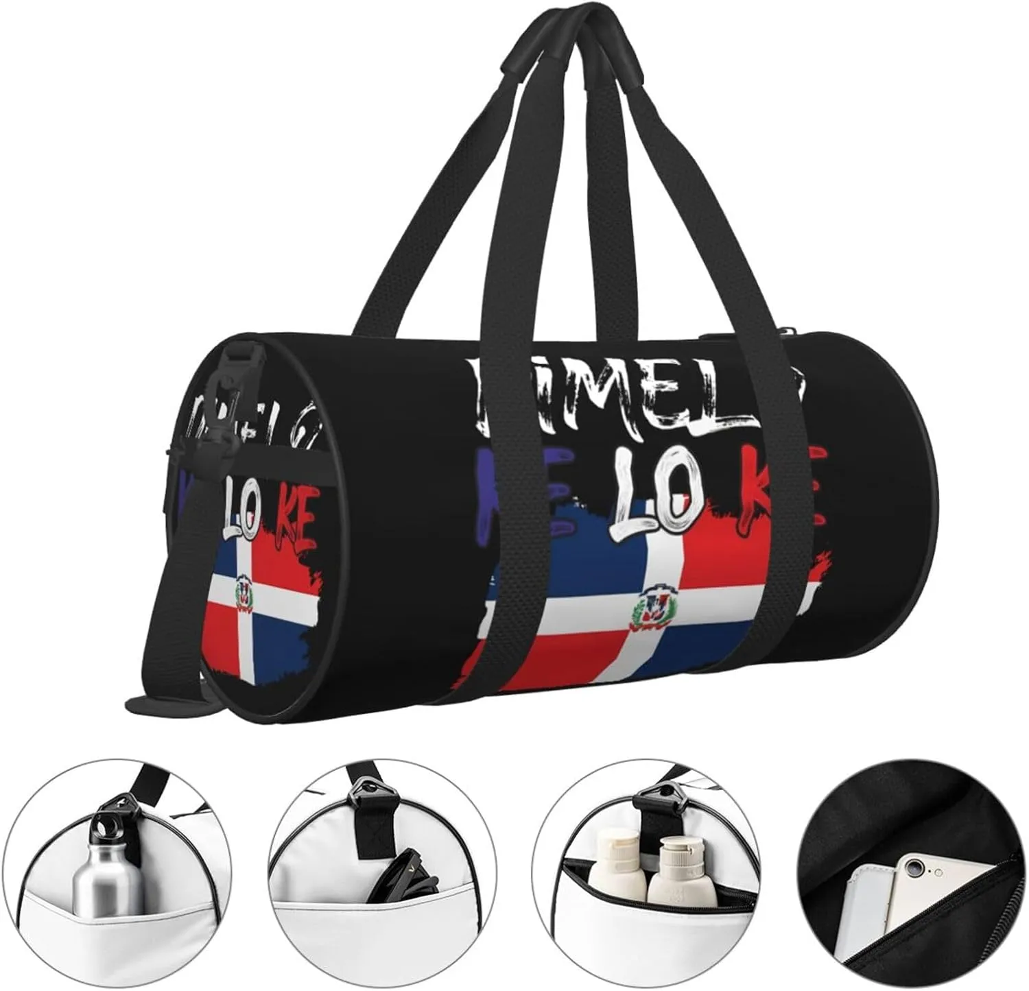 Dominican Republic Flag Round Travel Duffel Bag Large Capacity Gym Sports Bags for Hiking Vacation Trips