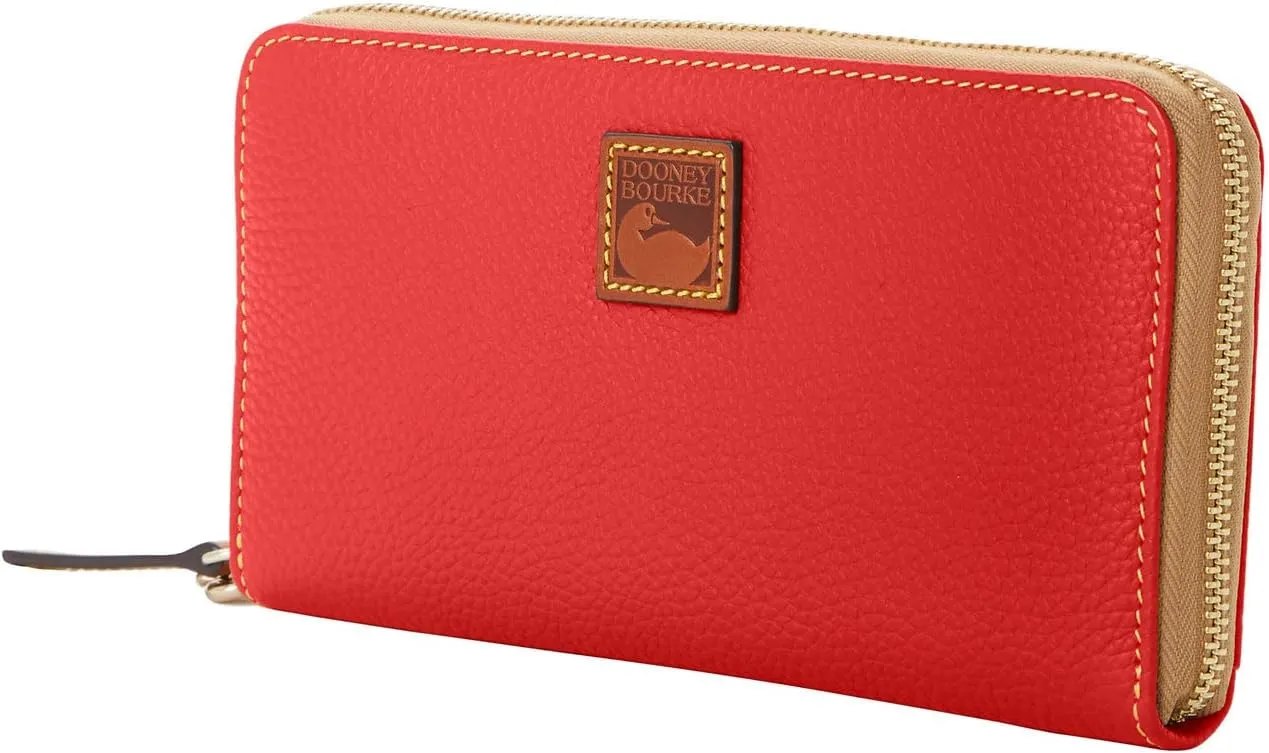 Dooney & Bourke Wallets for Women, Pebble Grain Leather Large Zip Around Wristlet with Removable Strap