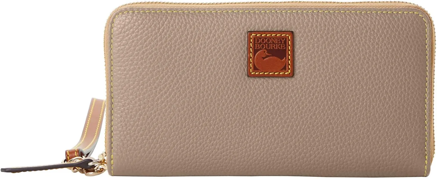 Dooney & Bourke Wallets for Women, Pebble Grain Leather Large Zip Around Wristlet with Removable Strap