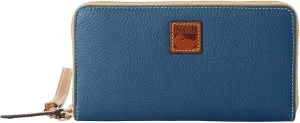 Dooney & Bourke Wallets for Women, Pebble Grain Leather Large Zip Around Wristlet with Removable Strap