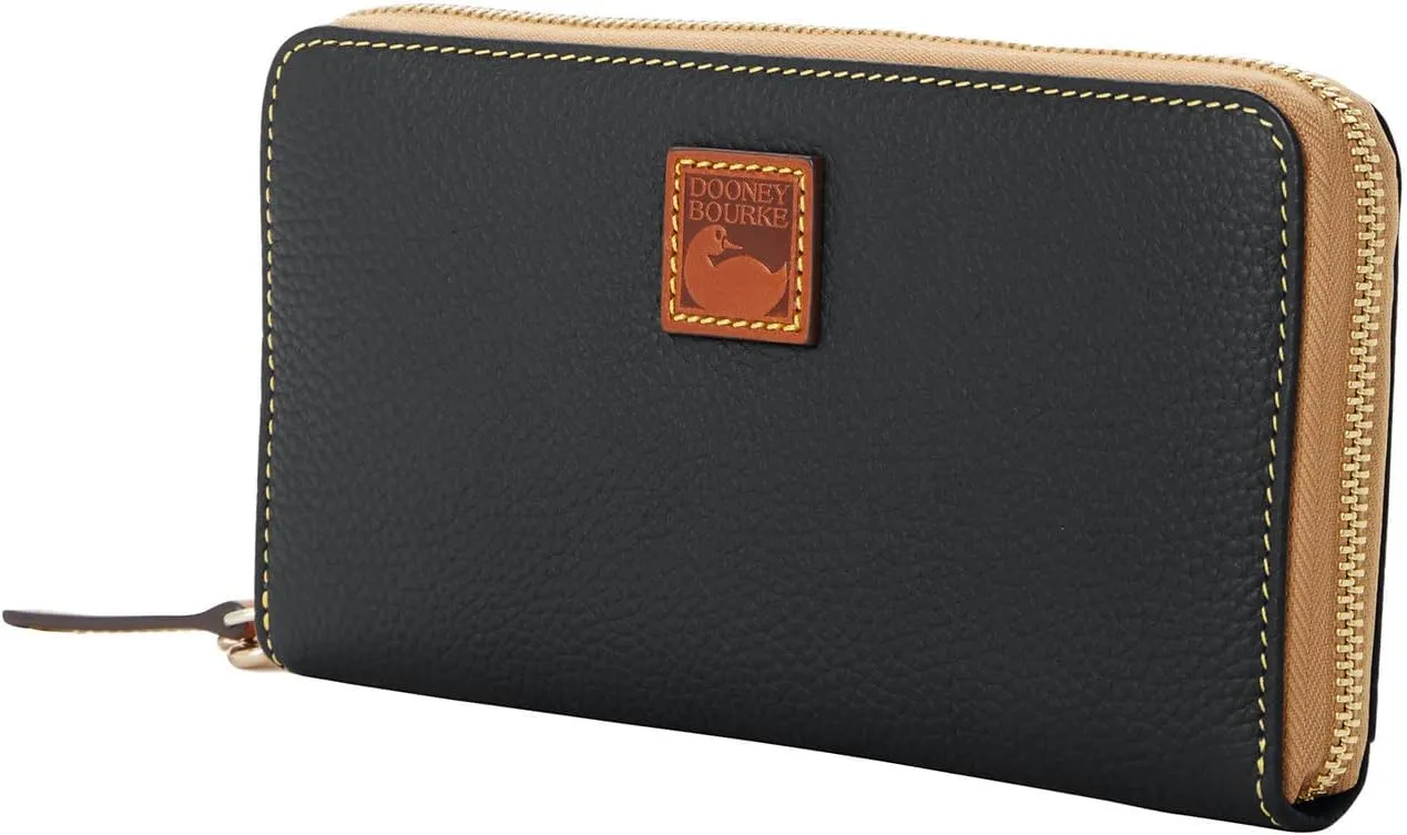Dooney & Bourke Wallets for Women, Pebble Grain Leather Large Zip Around Wristlet with Removable Strap