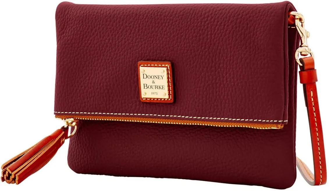 Dooney & Bourke Women's Foldover Zip Crossbody in Pebble Grain Leather, Small Sized Handbag with Adjustable Shoulder Strap