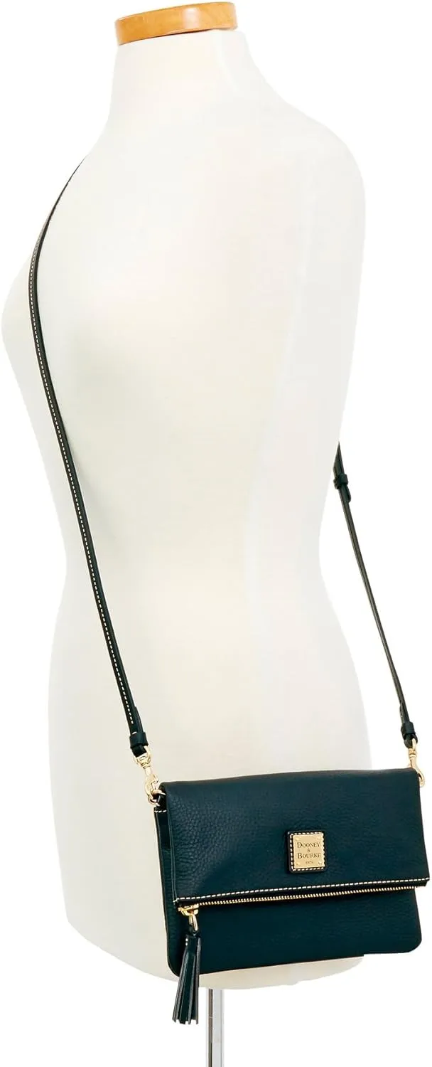 Dooney & Bourke Women's Foldover Zip Crossbody in Pebble Grain Leather, Small Sized Handbag with Adjustable Shoulder Strap