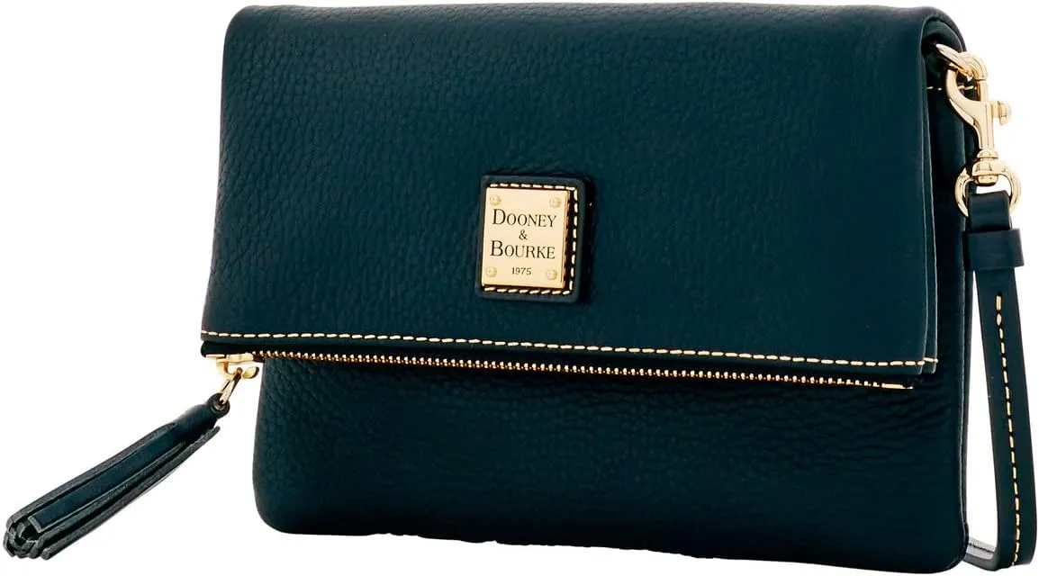 Dooney & Bourke Women's Foldover Zip Crossbody in Pebble Grain Leather, Small Sized Handbag with Adjustable Shoulder Strap
