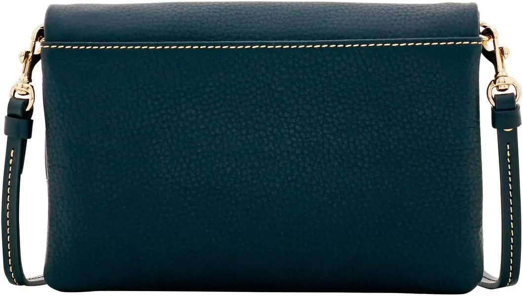 Dooney & Bourke Women's Foldover Zip Crossbody in Pebble Grain Leather, Small Sized Handbag with Adjustable Shoulder Strap