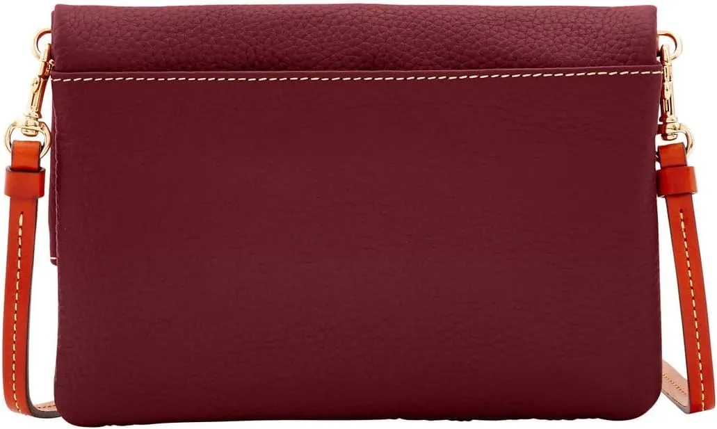 Dooney & Bourke Women's Foldover Zip Crossbody in Pebble Grain Leather, Small Sized Handbag with Adjustable Shoulder Strap