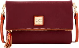 Dooney & Bourke Women's Foldover Zip Crossbody in Pebble Grain Leather, Small Sized Handbag with Adjustable Shoulder Strap