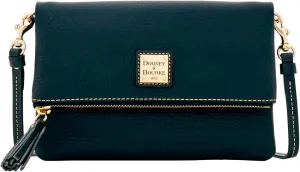 Dooney & Bourke Women's Foldover Zip Crossbody in Pebble Grain Leather, Small Sized Handbag with Adjustable Shoulder Strap